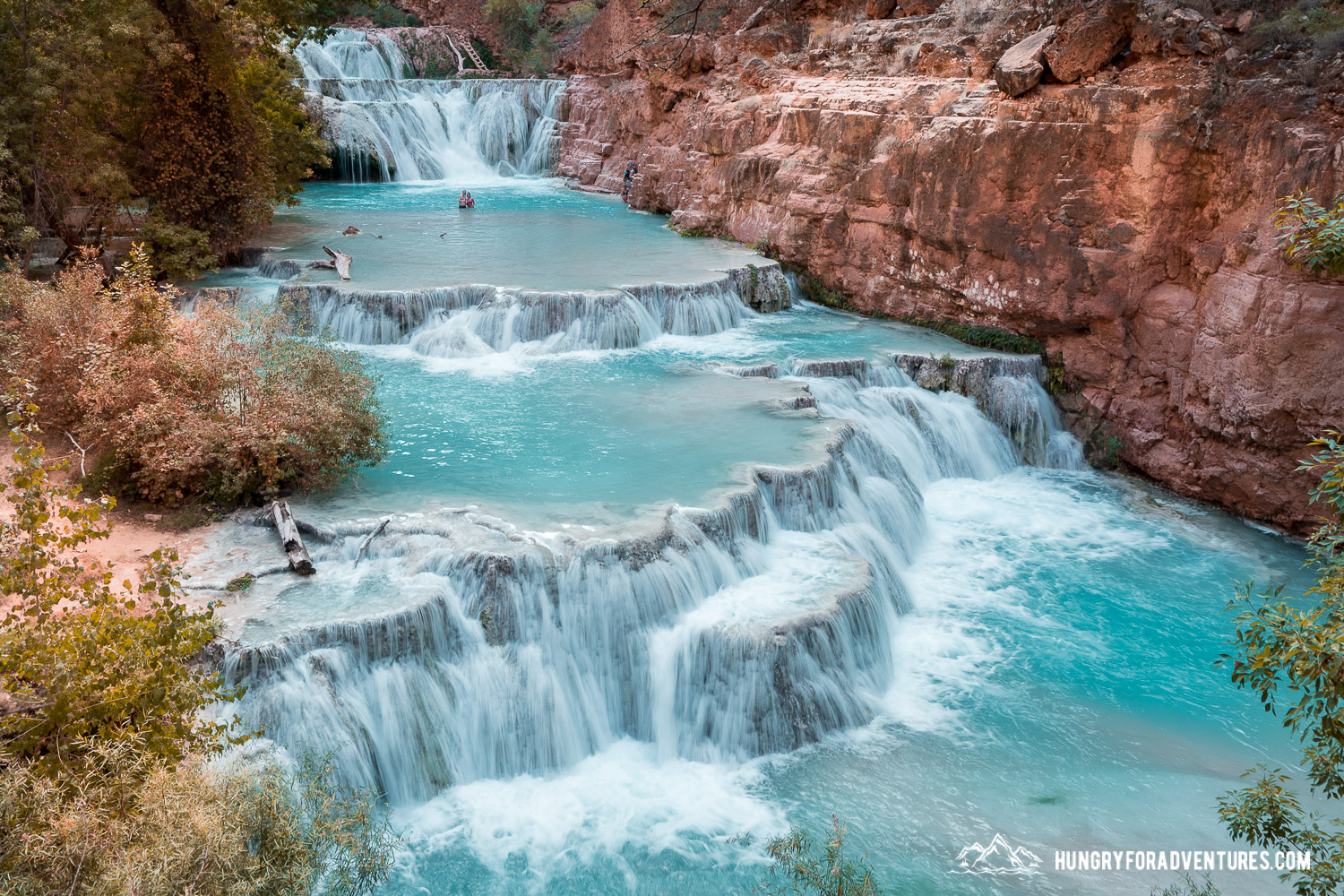 Overlook of Beaver Falls in Havasupai